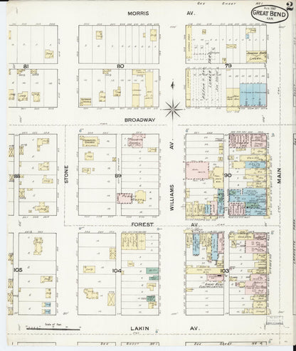 Sanborn Fire Insurance Map from Great Bend, Barton County, Kansas (1887), Sheet #0002 - Complete Map Set gallery image, historic Sanborn map, vintage wall art, Kansas Kansas
