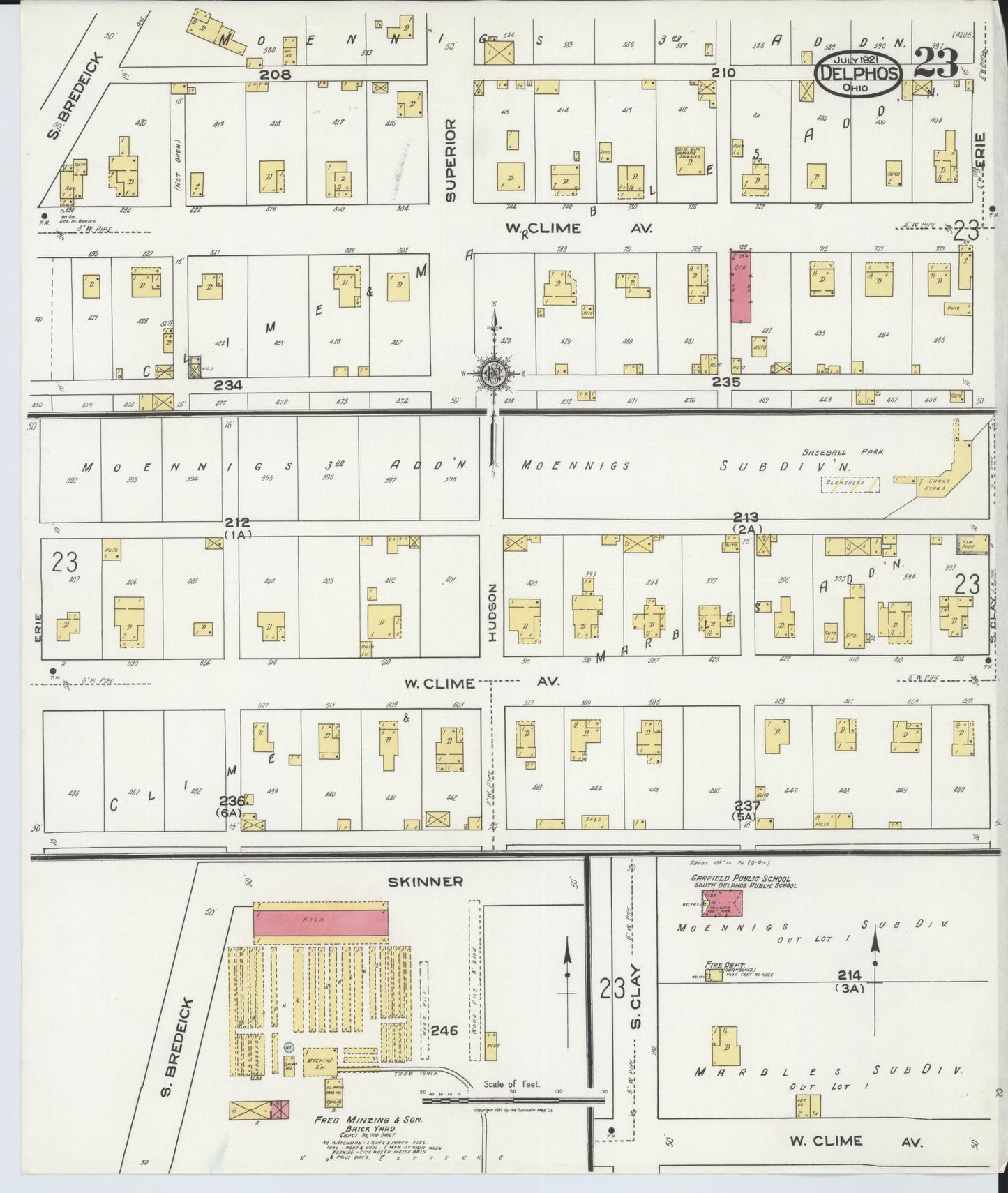 Sanborn Fire Insurance Map from Delphos, Van Wert And Allen Counties, Ohio (1921), Sheet #0023 - Complete Map Set gallery image, historic Sanborn map, vintage wall art, Ohio Ohio