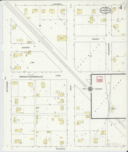 Sanborn Fire Insurance Map from Gardner, Grundy County, Illinois (1913), Sheet #0004 - Complete Map Set gallery image, historic Sanborn map, vintage wall art, Illinois Illinois