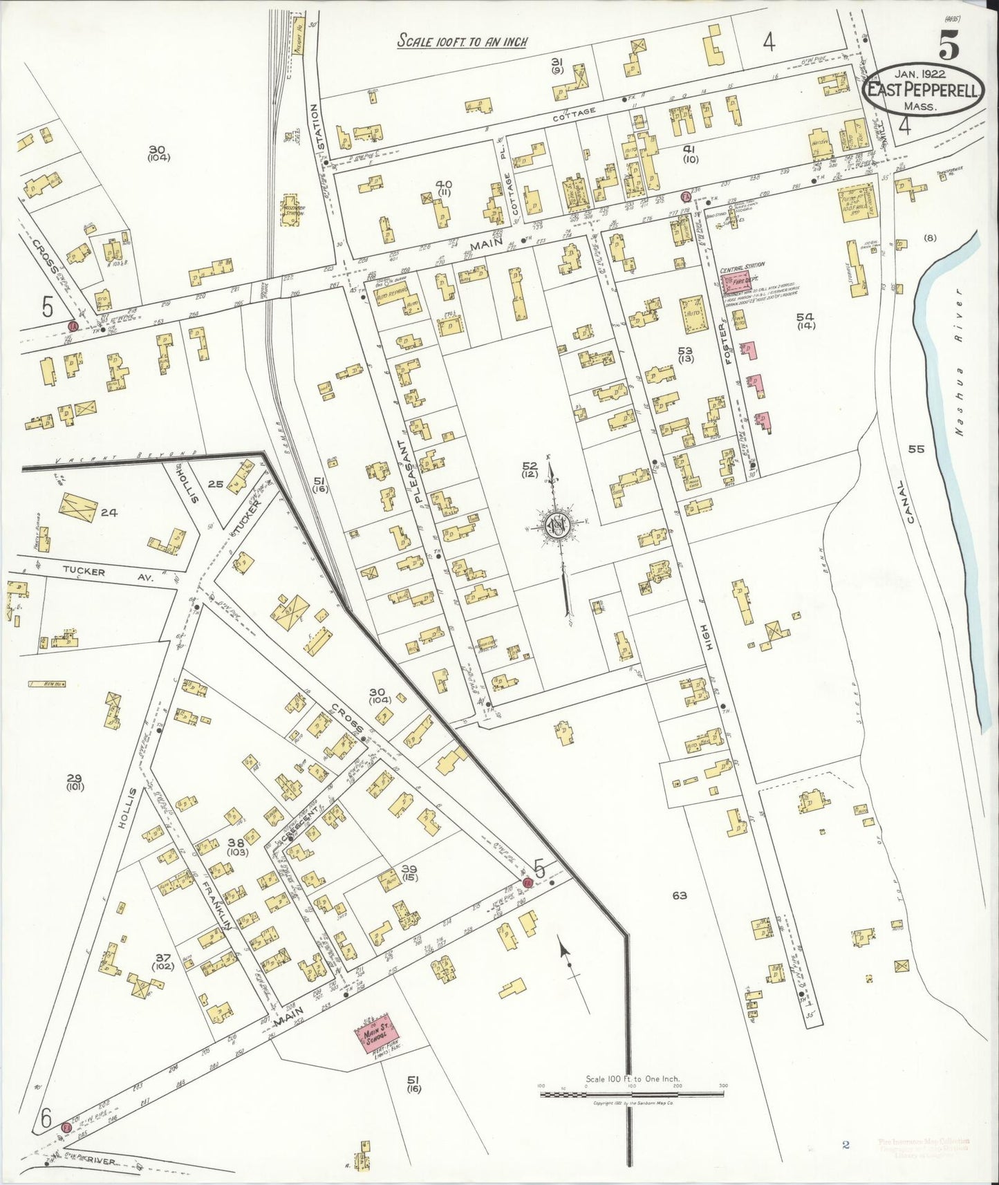 Sanborn Fire Insurance Map from East Pepperell, Middlesex County, Massachusetts (1922), Sheet #0005 - Complete Map Set gallery image, historic Sanborn map, vintage wall art, Massachusetts Massachusetts