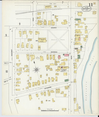 Sanborn Fire Insurance Map from Ashtabula, Ashtabula County, Ohio (1903), Sheet #0011 - Complete Map Set gallery image, historic Sanborn map, vintage wall art, Ohio Ohio