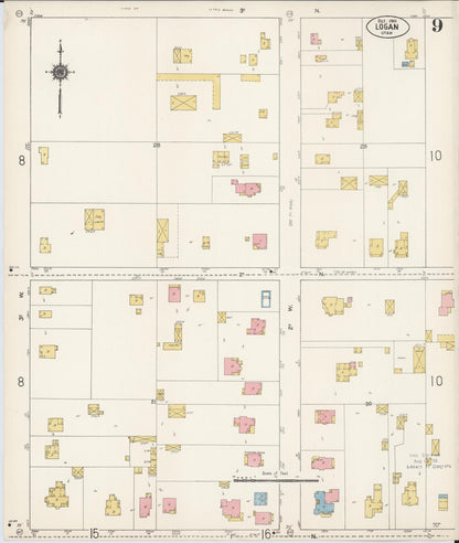 Sanborn Fire Insurance Map from Logan, Cache County, Utah (1911), Sheet #0009 - Complete Map Set gallery image, historic Sanborn map, vintage wall art, Utah Utah