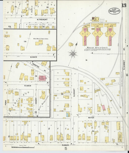 Sanborn Fire Insurance Map from Massillon, Stark County, Ohio (1901), Sheet #0013 - Complete Map Set gallery image, historic Sanborn map, vintage wall art, Ohio Ohio