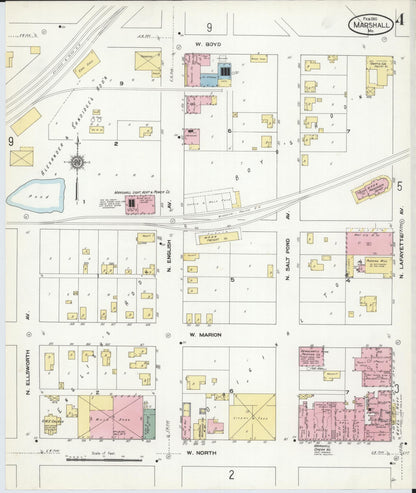Sanborn Fire Insurance Map from Marshall, Saline County, Missouri (1910), Sheet #0004 - Complete Map Set gallery image, historic Sanborn map, vintage wall art, Missouri Missouri