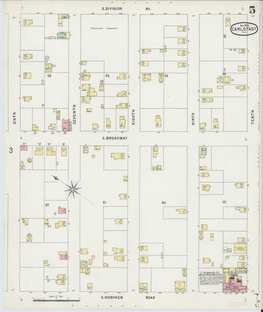 Sanborn Fire Insurance Map from Carlstadt, Bergen County, New Jersey (1896), Sheet #0005 - Historic Sanborn Fire Insurance Map Print, vintage old map wall art, antique decor, genealogy gift, New Jersey New Jersey map