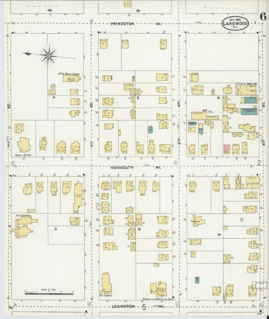 Sanborn Fire Insurance Map from Lakewood, Ocean County, New Jersey (1905), Sheet #0006 - Historic Sanborn Fire Insurance Map Print, vintage old map wall art, antique decor, genealogy gift, New Jersey New Jersey map