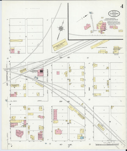 Sanborn Fire Insurance Map from Chaska, Carver County, Minnesota (1911), Sheet #0004 - Complete Map Set gallery image, historic Sanborn map, vintage wall art, Minnesota Minnesota