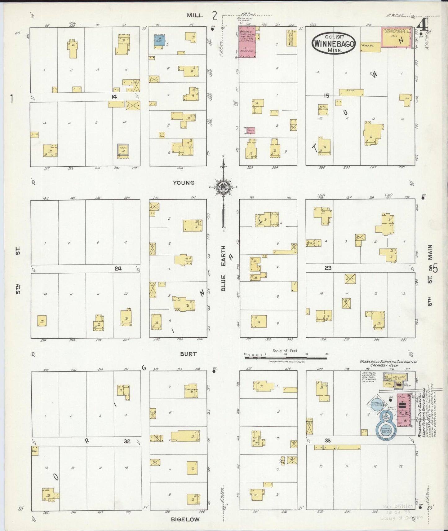 Sanborn Fire Insurance Map from Winnebago, Faribault County, Minnesota (1917), Sheet #0004 - Complete Map Set gallery image, historic Sanborn map, vintage wall art, Minnesota Minnesota