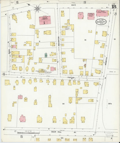 Sanborn Fire Insurance Map from Danbury, Fairfield County, Connecticut (1904), Sheet #0018 - Complete Map Set gallery image, historic Sanborn map, vintage wall art, Connecticut Connecticut