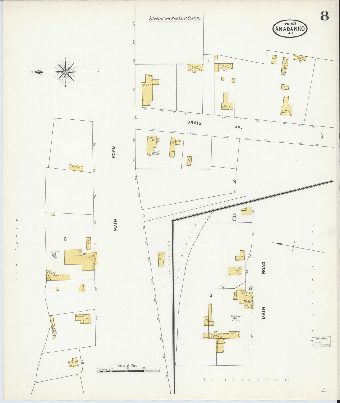 Sanborn Fire Insurance Map from Anadarko, Caddo County, Oklahoma (1904), Sheet #0008 - Historic Sanborn Fire Insurance Map Print, vintage old map wall art, antique decor, genealogy gift, Oklahoma Oklahoma map