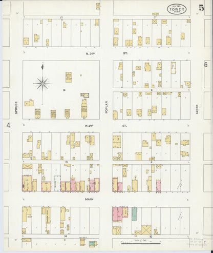 Sanborn Fire Insurance Map from Tower, Saint Louis County, Minnesota (1904), Sheet #0005 - Complete Map Set gallery image, historic Sanborn map, vintage wall art, Minnesota Minnesota