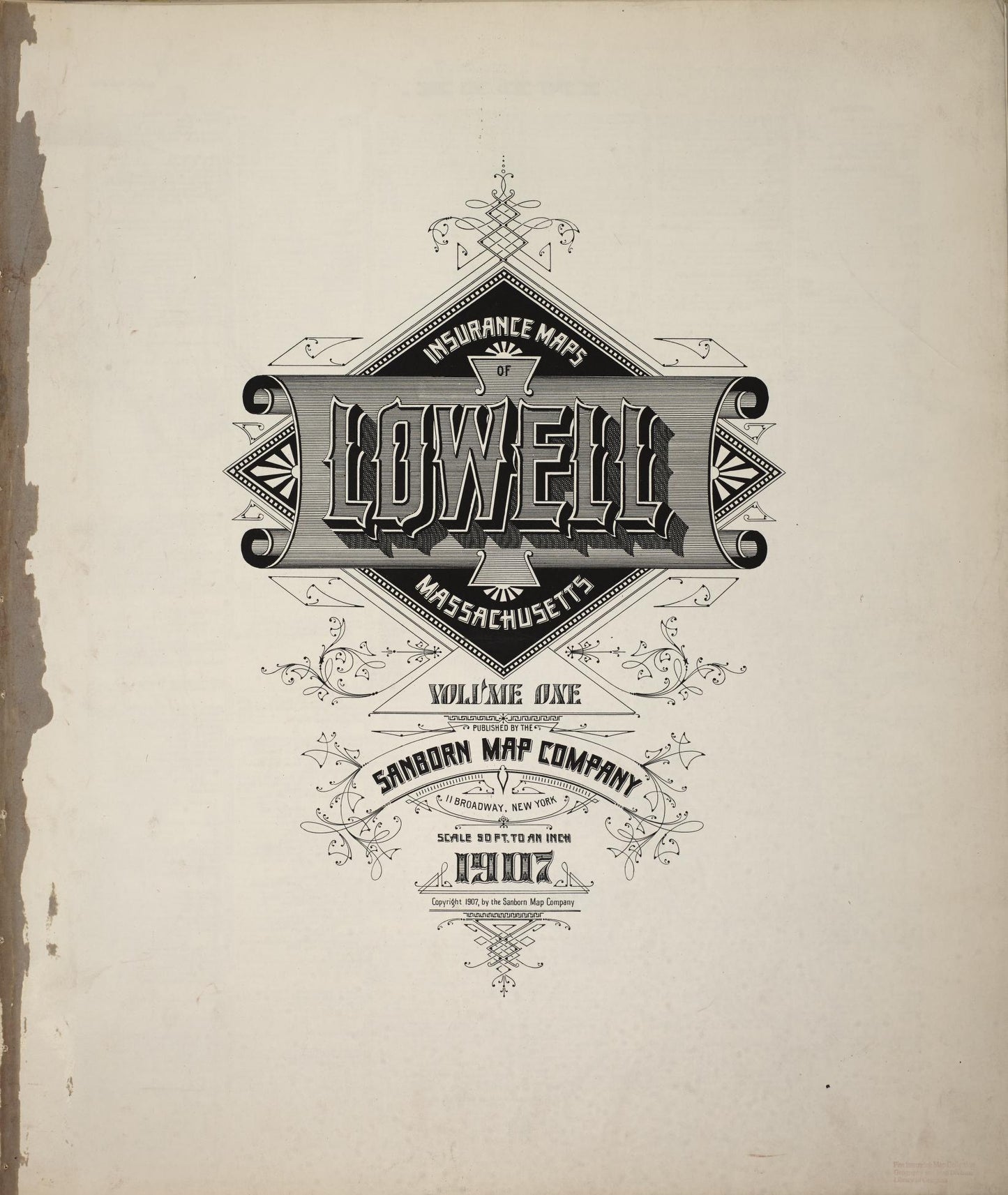 Sanborn Fire Insurance Map from Lowell, Middlesex County, Massachusetts (1907), Sheet #0001 - Complete Map Set gallery image, historic Sanborn map, vintage wall art, Massachusetts Massachusetts