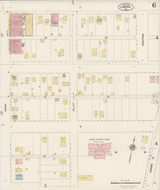 Sanborn Fire Insurance Map from Lemoore, Kings County, California (1915), Sheet #0006 - Historic Sanborn Fire Insurance Map Print, vintage old map wall art, antique decor, genealogy gift, California California map