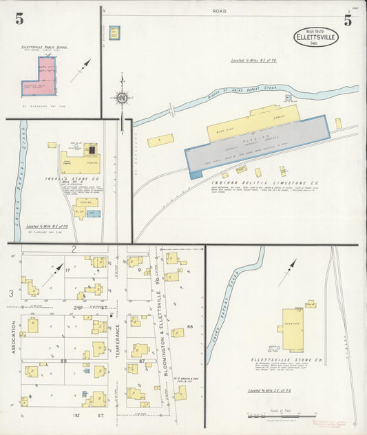 Sanborn Fire Insurance Map from Ellettsville, Monroe County, Indiana (1929), Sheet #0005 - Historic Sanborn Fire Insurance Map Print, vintage old map wall art, antique decor, genealogy gift, Indiana Indiana map