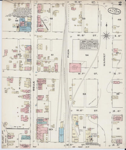 Sanborn Fire Insurance Map from Alton, Madison County, Illinois (1885), Sheet #0002 - Complete Map Set gallery image, historic Sanborn map, vintage wall art, Illinois Illinois