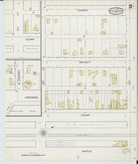 Sanborn Fire Insurance Map from Kalkaska, Kalkaska County, Michigan (1894), Sheet #0003 - Historic Sanborn Fire Insurance Map Print, vintage old map wall art, antique decor, genealogy gift, Michigan Michigan map