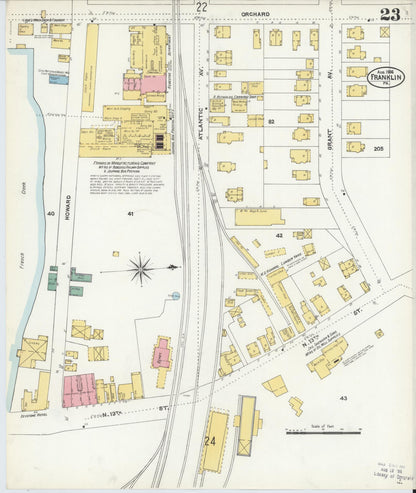 Sanborn Fire Insurance Map from Franklin, Venango County, Pennsylvania (1906), Sheet #0023 - Historic Sanborn Fire Insurance Map Print, vintage old map wall art, antique decor, genealogy gift, Pennsylvania Pennsylvania map