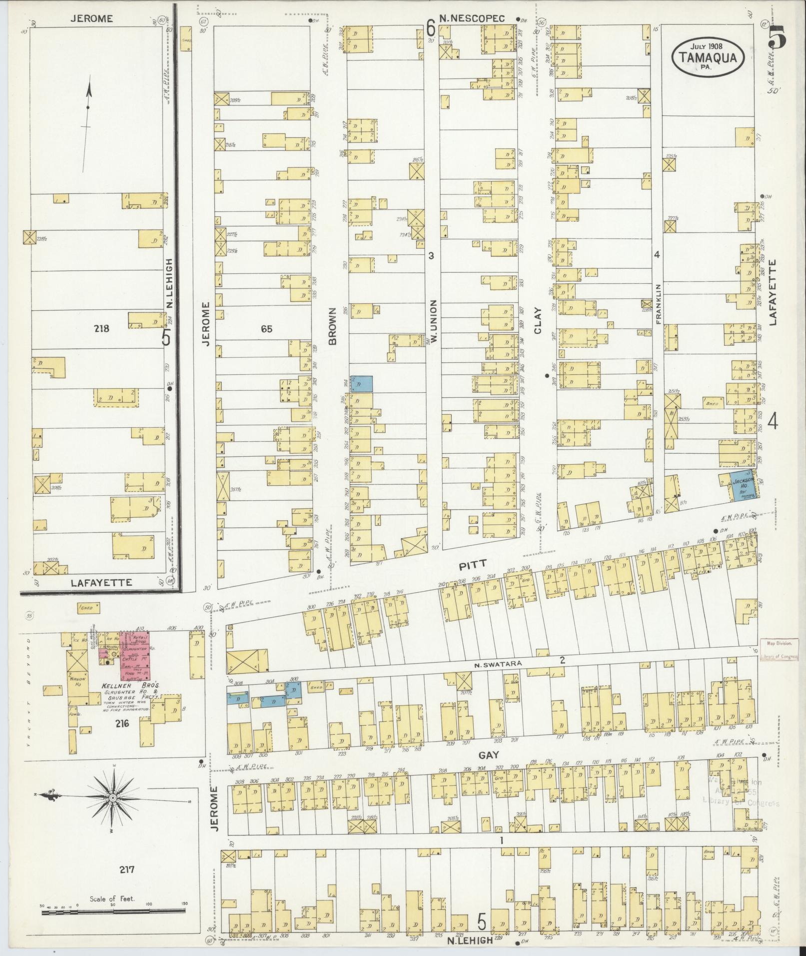 Sanborn Fire Insurance Map from Tamaqua, Schuylkill County, Pennsylvania (1908), Sheet #0005 - Complete Map Set gallery image, historic Sanborn map, vintage wall art, Pennsylvania Pennsylvania