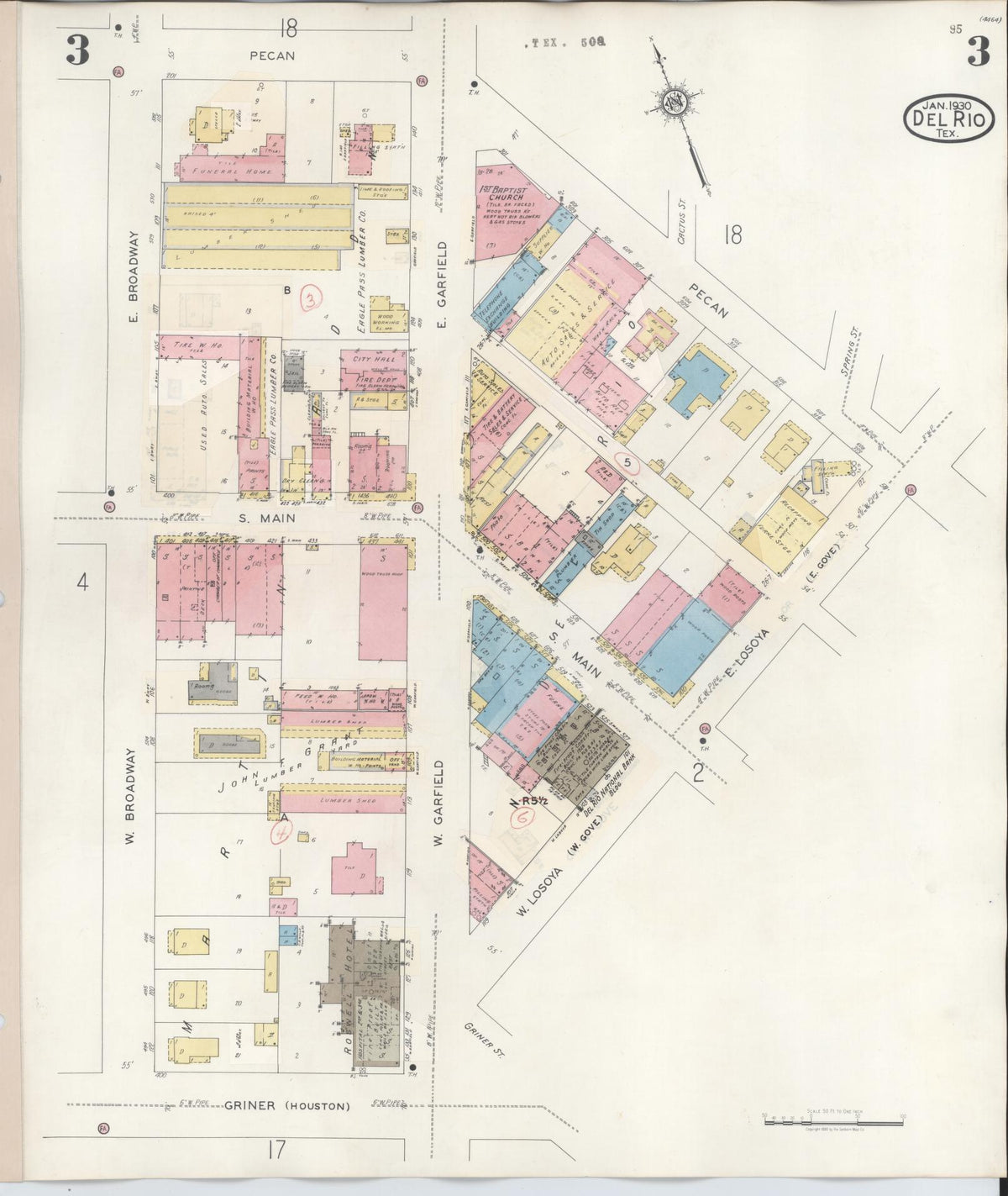 Sanborn Fire Insurance Map from Del Rio, Val Verde County, Texas (1948), Sheet #0003 - Complete Map Set gallery image, historic Sanborn map, vintage wall art, Texas Texas