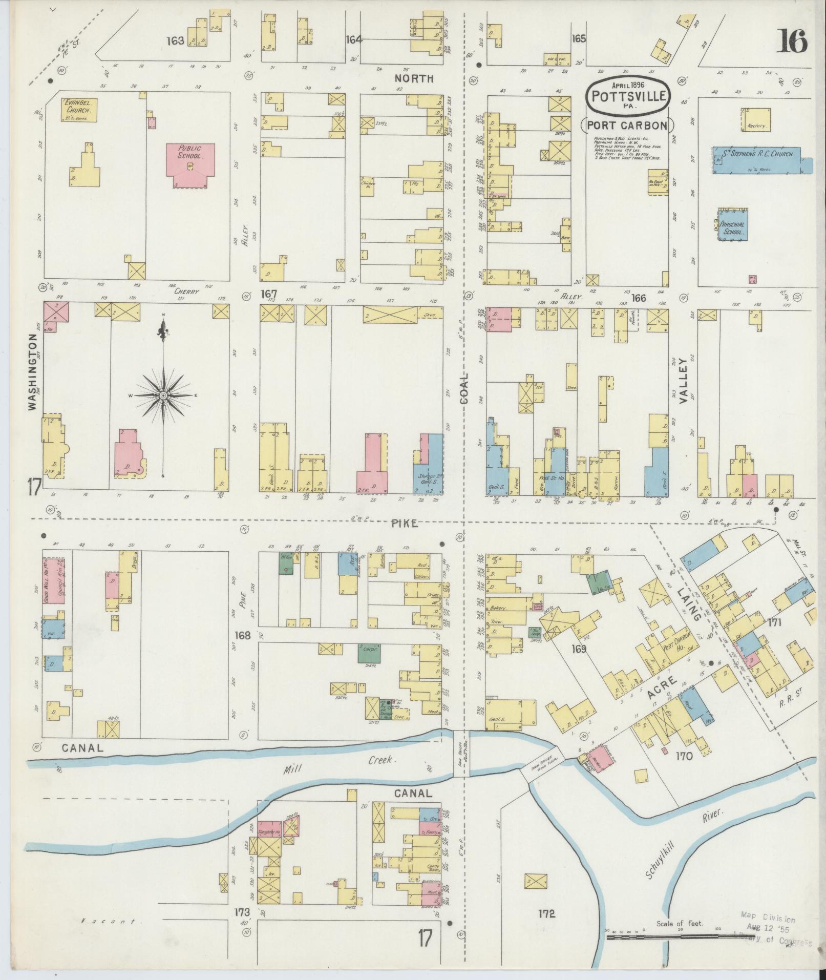 Sanborn Fire Insurance Map from Pottsville, Schuylkill County, Pennsylvania (1895), Sheet #0016 - Complete Map Set gallery image, historic Sanborn map, vintage wall art, Pennsylvania Pennsylvania