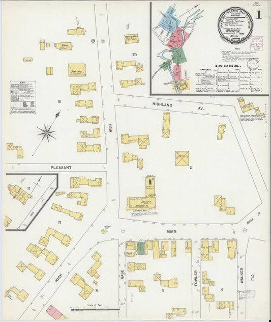 Sanborn Fire Insurance Map from Bridgton, Cumberland County, Maine (1901), Sheet #0001 - Historic Sanborn Fire Insurance Map Print, vintage old map wall art, antique decor, genealogy gift, Maine Maine map