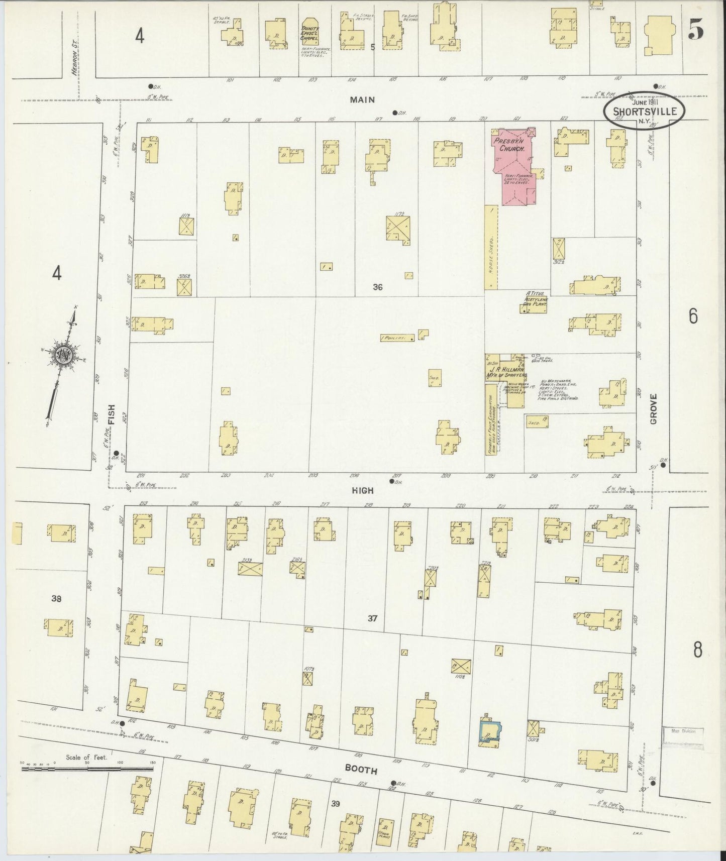 Sanborn Fire Insurance Map from Shortsville, Ontario County, New York. (1911), Sheet 5 – Historic Sanborn Fire Insurance Map Print