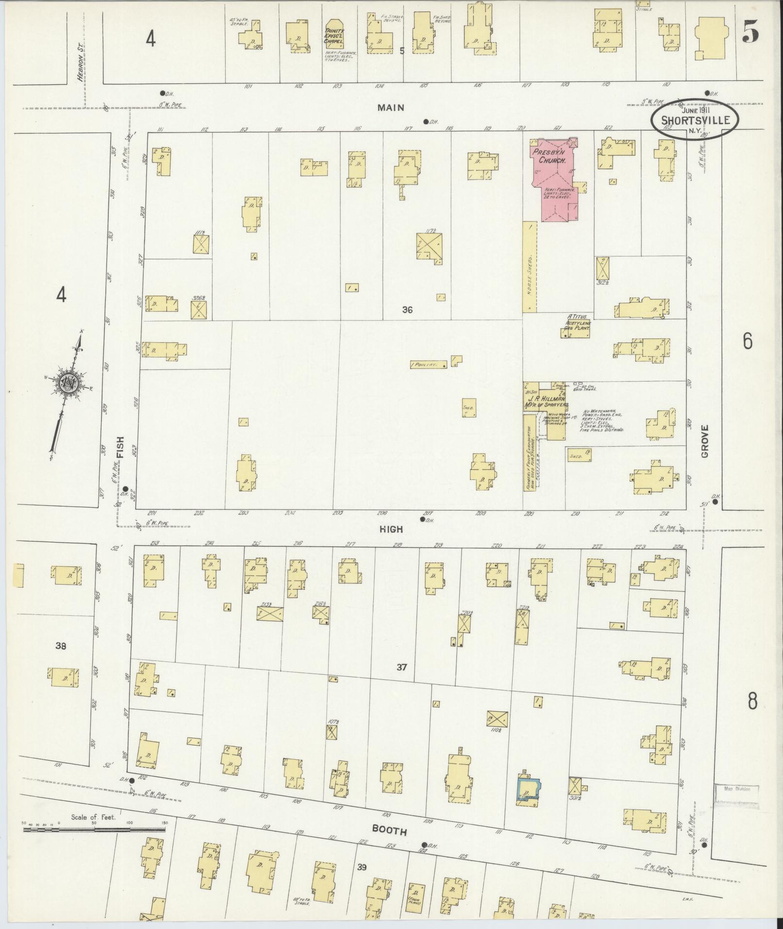 Sanborn Fire Insurance Map from Shortsville, Ontario County, New York. (1911), Sheet 5 – Historic Sanborn Fire Insurance Map Print