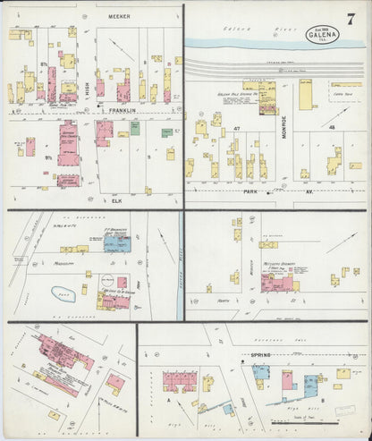 Sanborn Fire Insurance Map from Galena, Jo Daviess County, Illinois (1898), Sheet #0007 - Historic Sanborn Fire Insurance Map Print, vintage old map wall art, antique decor, genealogy gift, Illinois Illinois map