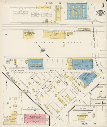 Sanborn Fire Insurance Map from Wapato, Yakima County, Washington (1922), Sheet #0003 - Complete Map Set gallery image, historic Sanborn map, vintage wall art, Washington Washington
