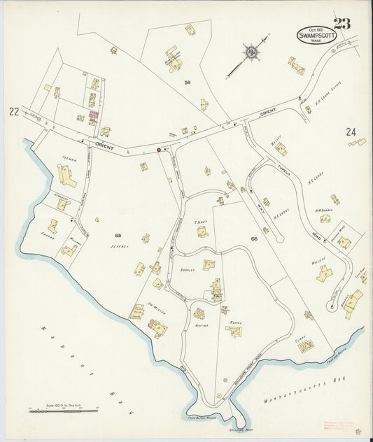 Sanborn Fire Insurance Map from Swampscott, Essex County, Massachusetts (1913), Sheet #0023 - Historic Sanborn Fire Insurance Map Print, vintage old map wall art, antique decor, genealogy gift, Massachusetts Massachusetts map
