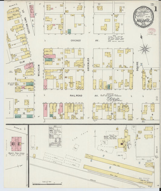 Sanborn Fire Insurance Map from Holgate, Henry County, Ohio (1895), Sheet #0001 - Historic Sanborn Fire Insurance Map Print, vintage old map wall art, antique decor, genealogy gift, Ohio Ohio map