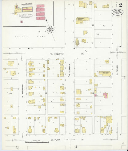 Sanborn Fire Insurance Map from Vinita, Craig County, Oklahoma (1908), Sheet #0002 - Complete Map Set gallery image, historic Sanborn map, vintage wall art, Oklahoma Oklahoma