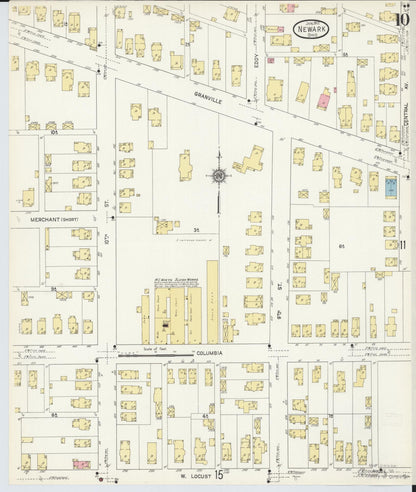 Sanborn Fire Insurance Map from Newark, Licking County, Ohio (1912), Sheet #0010 - Complete Map Set gallery image, historic Sanborn map, vintage wall art, Ohio Ohio