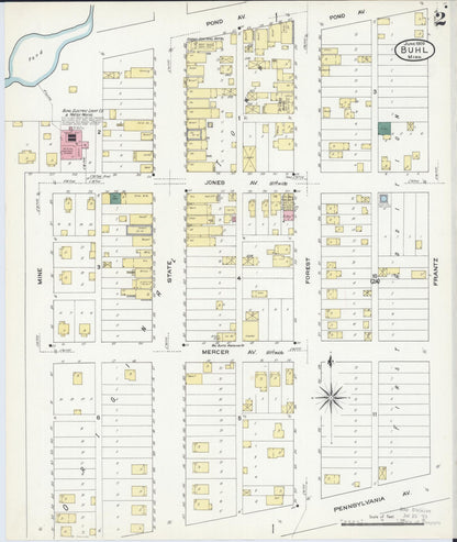 Sanborn Fire Insurance Map from Buhl, Saint Louis County, Minnesota (1909), Sheet #0002 - Historic Sanborn Fire Insurance Map Print, vintage old map wall art, antique decor, genealogy gift, Minnesota Minnesota map