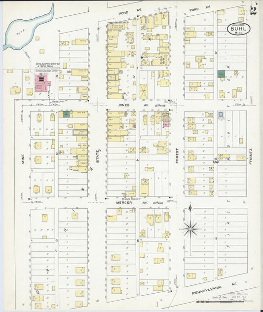 Sanborn Fire Insurance Map from Buhl, Saint Louis County, Minnesota (1909), Sheet #0002 - Historic Sanborn Fire Insurance Map Print, vintage old map wall art, antique decor, genealogy gift, Minnesota Minnesota map