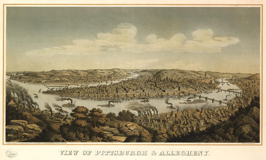 View of Pittsburgh & Allegheny (1874) – Historic Bird’s-Eye View Panorama Print