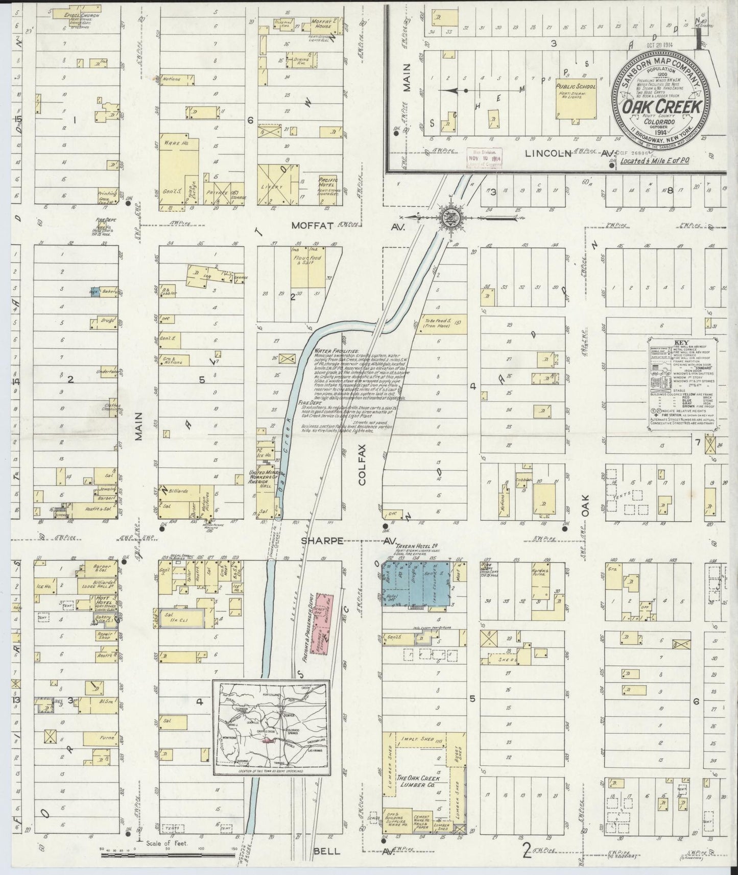 Sanborn Fire Insurance Map from Oak Creek, Routt County, Colorado. (1914) – Historic Sanborn Fire Insurance Map Print