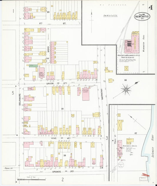 Sanborn Fire Insurance Map from New Castle, New Castle County, Delaware (1901), Sheet #0004 - Historic Sanborn Fire Insurance Map Print, vintage old map wall art, antique decor, genealogy gift, Delaware Delaware map