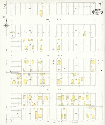 Sanborn Fire Insurance Map from Texas City, Galveston County, Texas (1931), Sheet #0007 - Historic Sanborn Fire Insurance Map Print, vintage old map wall art, antique decor, genealogy gift, Texas Texas map