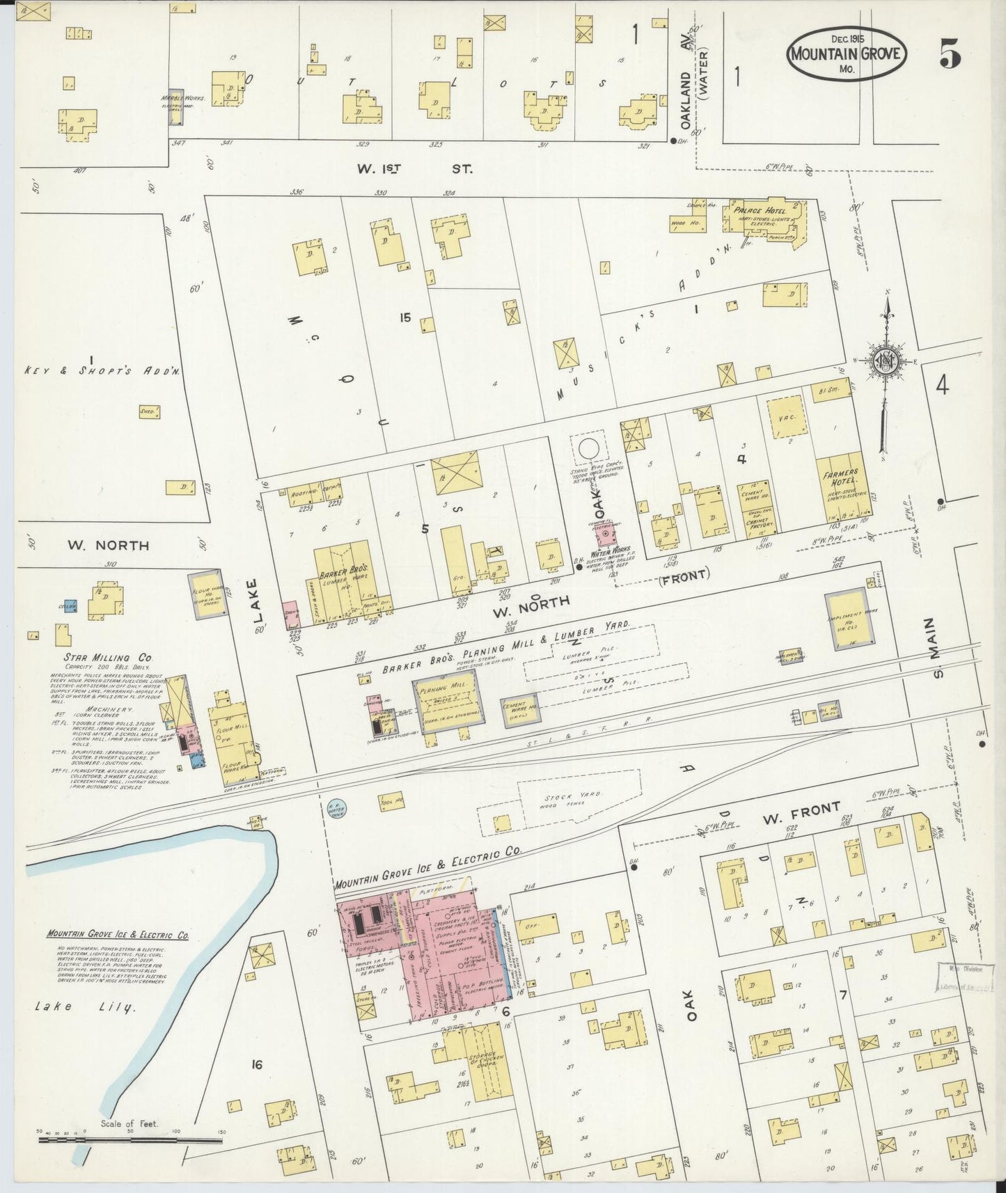 Sanborn Fire Insurance Map from Mountain Grove, Wright County, Missouri (1915), Sheet #0005 - Historic Sanborn Fire Insurance Map Print, vintage old map wall art, antique decor, genealogy gift, Missouri Missouri map
