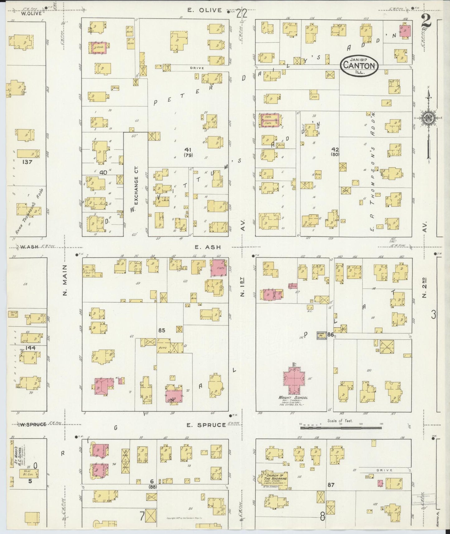 Sanborn Fire Insurance Map from Canton, Fulton County, Illinois (1917), Sheet #0002 - Complete Map Set gallery image, historic Sanborn map, vintage wall art, Illinois Illinois