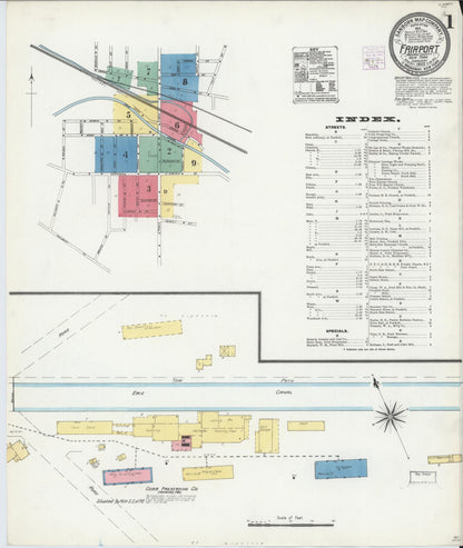 Sanborn Fire Insurance Map from Fairport, Monroe County, New York (1905), Sheet #0001 - Complete Map Set gallery image, historic Sanborn map, vintage wall art, New York New York