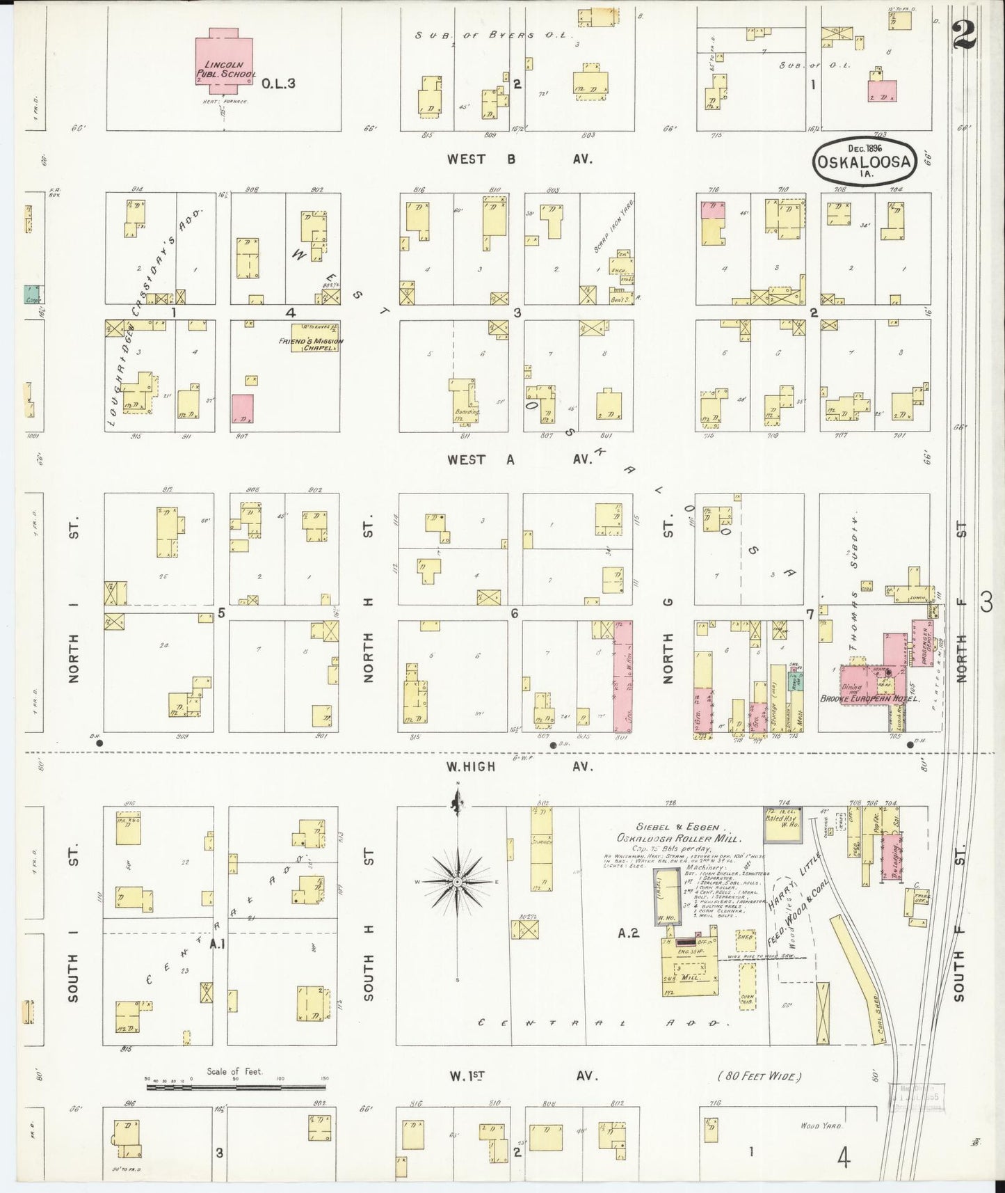 Sanborn Fire Insurance Map from Oskaloosa, Mahaska County, Iowa (1896), Sheet #0002 - Historic Sanborn Fire Insurance Map Print