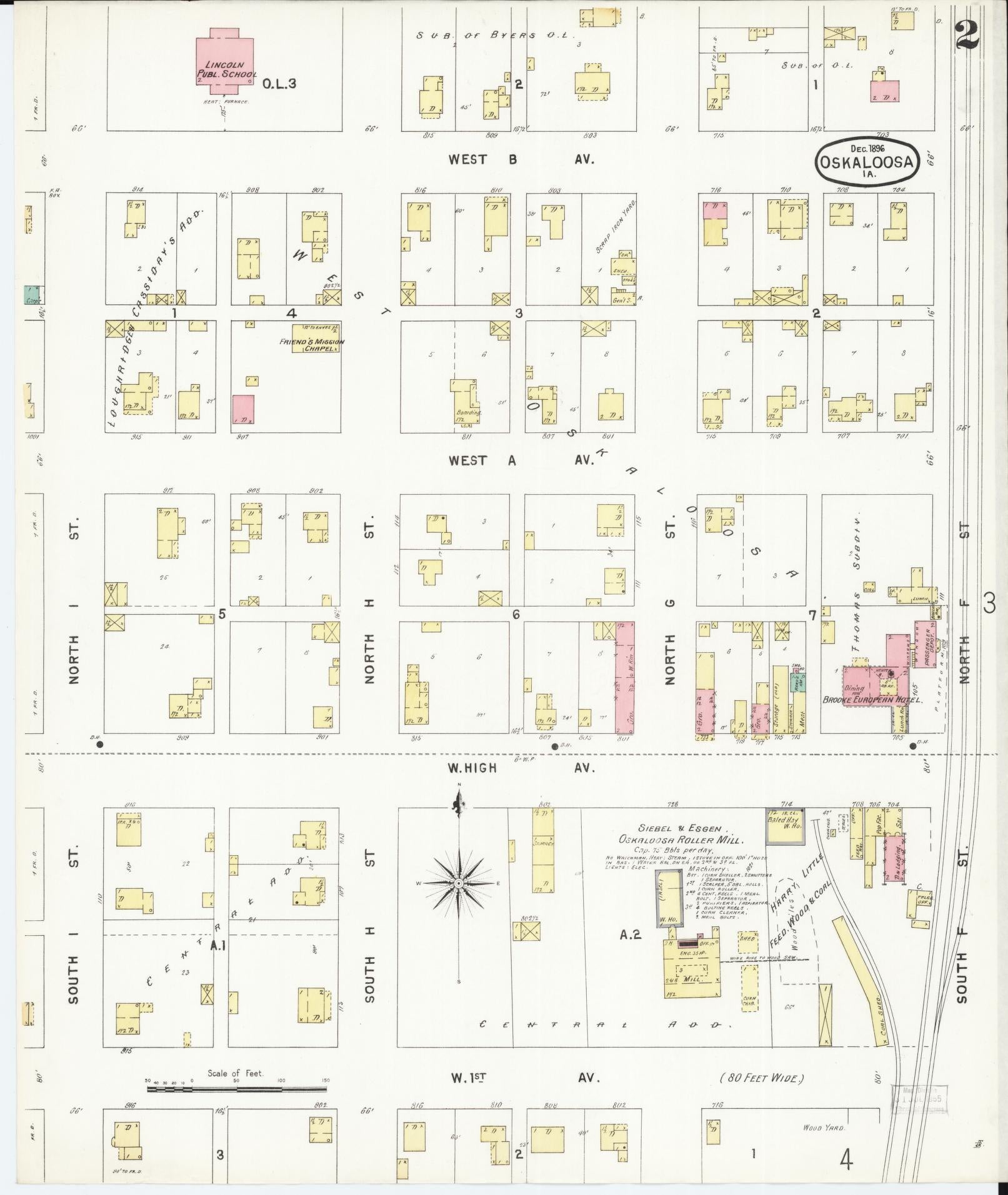Sanborn Fire Insurance Map from Oskaloosa, Mahaska County, Iowa (1896), Sheet #0002 - Historic Sanborn Fire Insurance Map Print