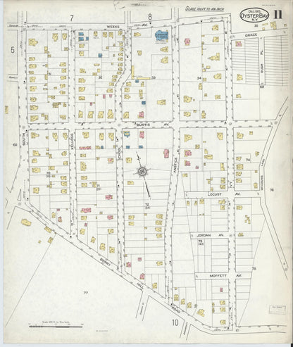 Sanborn Fire Insurance Map from Oyster Bay, Nassau County, New York (1915), Sheet #0011 - Historic Sanborn Fire Insurance Map Print, vintage old map wall art, antique decor, genealogy gift, New York New York map