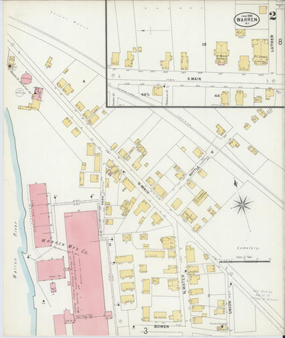 Sanborn Fire Insurance Map from Warren, Bristol County, Rhode Island (1898), Sheet #0002 - Complete Map Set gallery image, historic Sanborn map, vintage wall art, Rhode Island Rhode Island