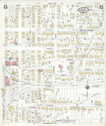 Sanborn Fire Insurance Map from Moberly, Randolph County, Missouri (1923), Sheet #0015 - Complete Map Set gallery image, historic Sanborn map, vintage wall art, Missouri Missouri