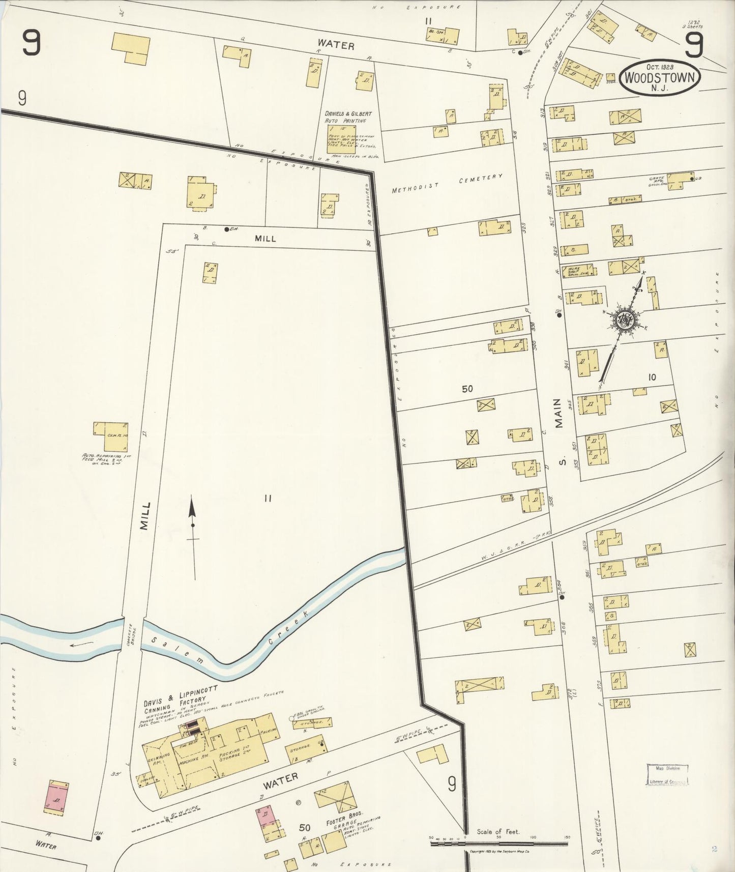 Sanborn Fire Insurance Map from Woodstown, Salem County, New Jersey (1923), Sheet #0009 - Complete Map Set gallery image, historic Sanborn map, vintage wall art, New Jersey New Jersey