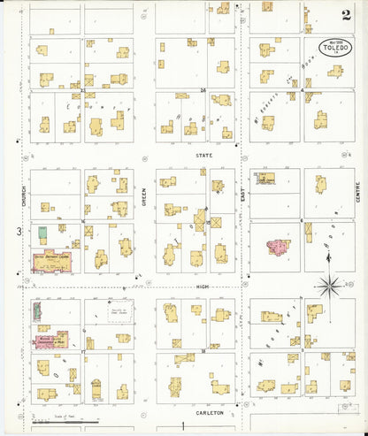 Sanborn Fire Insurance Map from Toledo, Tama County, Iowa (1899), Sheet #0002 - Historic Sanborn Fire Insurance Map Print