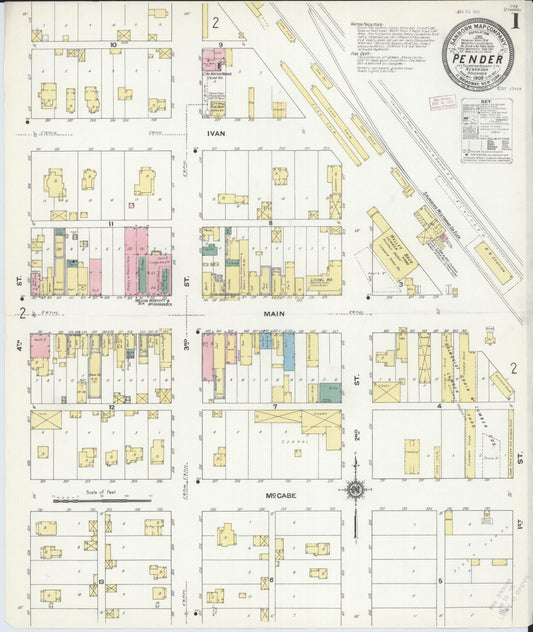 Sanborn Fire Insurance Map from Pender, Thurston County, Nebraska (1909), Sheet #0001 - Historic Sanborn Fire Insurance Map Print, vintage old map wall art, antique decor, genealogy gift, Nebraska Nebraska map